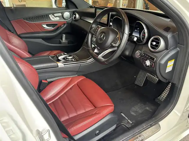 メルセデス・ベンツ Ｃ２００ ワゴン スポーツ 本革 宮城県 2015(平27)年 5.7万km ポーラホワイト AMGラインパッケージ/レザーエクスクルーシブパッケージ/純正HDDナビ/バックカメラ/フルセグTV/Bluetooth接続/CD/DVD再生/赤革シート/パワーシート/シートヒーター/ステアリングスイッチ/パドルシフト/パフュームアトマイザー/アイドリングストップ/ACC/レーンキープアシスト/パワーバックドア/LEDヘッドライト/アダプティブヘッドライト/ETC/ブルメスターサウンドシステム/ヘッドアップディスプレイ/ジュンセ尾18インチAW(夏)/保証書/取扱説明書/スペアキー×１