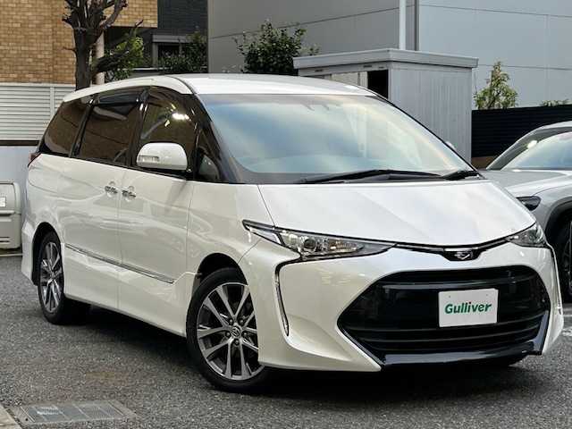 トヨタ エスティマ アエラス プレミアム G 東京都 2017(平29)年 6.1万km ホワイトパールクリスタルシャイン ワンオーナー/純正ナビ/　＜フルセグTV/DVD/CD/Bluetooth/SD＞/ETC2.0/ドライブレコーダー/バックカメラ/フリップダウンモニター/前席シートヒーター/2列目シートオットマン/両側パワスラ/クルーズコントロール/パワーバックドア/純正フロアマット/スペアキー1本/プッシュスタート/純正フロアマット/ドアバイザー/取扱説明書/保証書