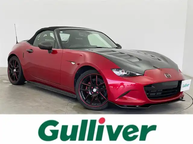 マツダ ロードスター S スペシャルパッケージ 富山県 2016(平28)年 2.3万km ソウルレッドプレミアムメタリック 純正ナビ（AM/FM/CD/DVD/AUX/USB/BT）/フルセグTV/バックカメラ/カーボンボンネット/サイド・リアカーボンCSスポイラー/マツダスピードフロントリップ/TEIN車高調/柿本改マフラー/WORK１７インチAW/D・N席BRIGEバケットシート/OMPステアリング/レーダー探知機/ETC/オートLEDヘッドライト/スマートキー×２/プッシュスタート/社外フロアマット/取扱説明書/保証書