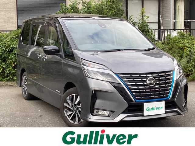 日産 セレナ e－パワー ハイウェイスター V 東京都 2021(令3)年 5.1万km ダークメタルグレー/ダイヤモンドブラック ワンオーナー/純正ナビゲーション（Bluetooth接続、フルセグテレビ）/アラウンドビューモニター/バックカメラ/フリップダウンモニター/シートヒーター/ステアリングヒーター/ETC/クルーズコントロール/プロパイロット/ドライブレコーダー/純正フロアマット/プッシュスタート/両側パワースライドドア/LEDヘッドライト