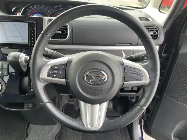 ダイハツ タント カスタム RS トップED SAⅡ 千葉県 2016(平28)年 5.2万km ナイトシャドーパープルクリスタルM スマートアシストII/・衝突軽減ブレーキ/・車線逸脱警報/純正SDナビ【NSZN-W66D】/・CD/DVD/MSV/Bluetooth/フルセグTV/バックカメラ/両後パワースライドドア/ハーフレザーシート/コーナーセンサー/スマートキー/純正LEDヘッドライト/フォグランプ/ETC/本革巻ステアリング/純正15インチアルミホイール/サイドエアバッグ/新車時保証書＆取扱説明書