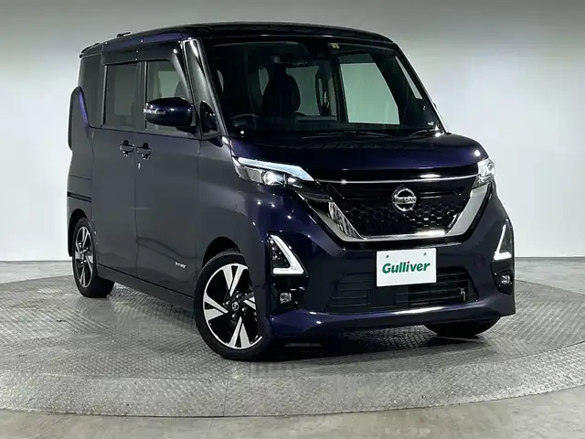 日産 ルークス HWS Gターボ プロパイロットED 神奈川県 2020(令2)年 2.7万km アメジストパープル プロパイロット/アラウンドビューモニター/両側電動スライドドア/ハンズフリー/電動サイドブレーキ/オートブレーキホールド/アイドリングストップ機能/革巻きステアリング/ステアリングスイッチ/Autoライト/LEDヘッドライト/フォグランプ/自動防眩ミラー/コーナーセンサー/シートリフター/インテリジェントキー/プッシュスタートボタン/電動格納ミラー/ウィンカーミラー/SOSコール/純正フロアマット/純正15インチアルミホイール/ドアバイザー