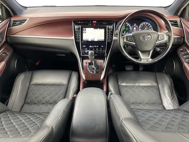 トヨタ ハリアー ハイブリッド プレミアム 道央・札幌 2014(平26)年 6.7万km スパークリングブラックパールクリスタルシャイン ・ワンオーナー/・純正ナビCD/DVD/BT/AUX/フルセグTV/・JBLサウンド/・純正エアロ　フロント/サイド/リア/・パワーバックドア/・TVキャンセラー/・クルーズコントロール/・ハーフレザーシート/・社外ドライブレコーダー/・LEDヘッドライト/・オートライト/・オートマチックハイビーム/・スペアキー