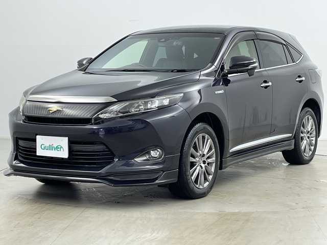 トヨタ ハリアー ハイブリッド プレミアム 道央・札幌 2014(平26)年 6.7万km スパークリングブラックパールクリスタルシャイン ・ワンオーナー/・純正ナビCD/DVD/BT/AUX/フルセグTV/・JBLサウンド/・純正エアロ　フロント/サイド/リア/・パワーバックドア/・TVキャンセラー/・クルーズコントロール/・ハーフレザーシート/・社外ドライブレコーダー/・LEDヘッドライト/・オートライト/・オートマチックハイビーム/・スペアキー