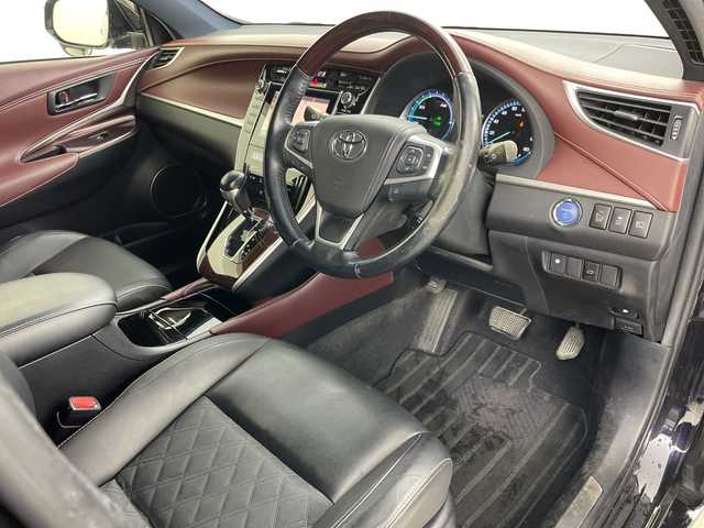 トヨタ ハリアー ハイブリッド プレミアム 道央・札幌 2014(平26)年 6.7万km スパークリングブラックパールクリスタルシャイン ・ワンオーナー/・純正ナビCD/DVD/BT/AUX/フルセグTV/・JBLサウンド/・純正エアロ　フロント/サイド/リア/・パワーバックドア/・TVキャンセラー/・クルーズコントロール/・ハーフレザーシート/・社外ドライブレコーダー/・LEDヘッドライト/・オートライト/・オートマチックハイビーム/・スペアキー