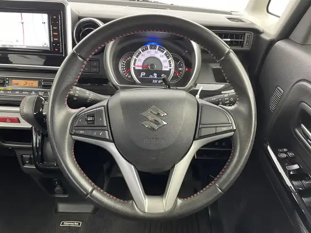 スズキ スペーシア カスタム HYBRID XS 富山県 2019(令1)年 3.4万km ムーンライトバイオレットPM ワンオーナー/4WD/純正ナビ（AM/FM/CD/DVD/BT）/フルセグTV/アラウンドビューモニター/ヘッドアップディスプレイ/両側パワースライドドア/衝突被害軽減ブレーキ/レーンキープアシスト/オートLEDライト/コーナーセンサー/ドライブレコーダー/ETC/スマートキー×２/プッシュスタート/アイドリングストップ/純正フロアマット/取扱説明書/保証書