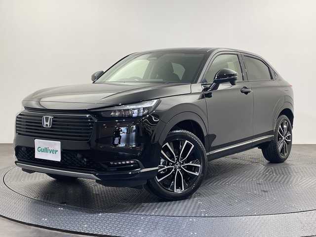 ホンダ ヴェゼル ハイブリッド e:HEV Z 愛媛県 2025(令7)年 0.1千km クリスタルブラックパール Honda CONNECTディスプレー/ETC2.0車載器/ワイヤレス充電器/衝突軽減ブレーキ/レーンキープアシスト/レーダークルーズコントロール/ＤＮ席シートヒーター/ステアリングヒーター/オートマチックハイビーム/パワーバックドア/ヒルディセントコントロール/本革巻きステアリング