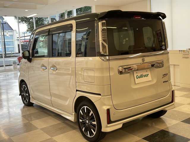 スズキ スペーシア カスタム HYBRID XS ターボ 岐阜県 2018(平30)年 6.7万km ピュアホワイトパール/ブラック2トーン 純正８型ナビゲーション（CN-RZ846/全方位モニター/Bluetooth/フルセグ視聴/両側電動スライドドア/デュアルセンサーブレーキサポート/インタークーラーターボ/ドライブレコーダー/ETC/プッシュスタート/スマートキー/スペアキー/LEDヘッドライト/LEDフォグライト/ヘッドアップディスプレイ/アイドリングストップ/クリアランスソナー/リアサーキュレーター/USBポート/取扱説明書