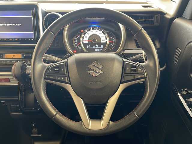 スズキ スペーシア カスタム HYBRID XS ターボ 岐阜県 2018(平30)年 6.7万km ピュアホワイトパール/ブラック2トーン 純正８型ナビゲーション（CN-RZ846/全方位モニター/Bluetooth/フルセグ視聴/両側電動スライドドア/デュアルセンサーブレーキサポート/インタークーラーターボ/ドライブレコーダー/ETC/プッシュスタート/スマートキー/スペアキー/LEDヘッドライト/LEDフォグライト/ヘッドアップディスプレイ/アイドリングストップ/クリアランスソナー/リアサーキュレーター/USBポート/取扱説明書