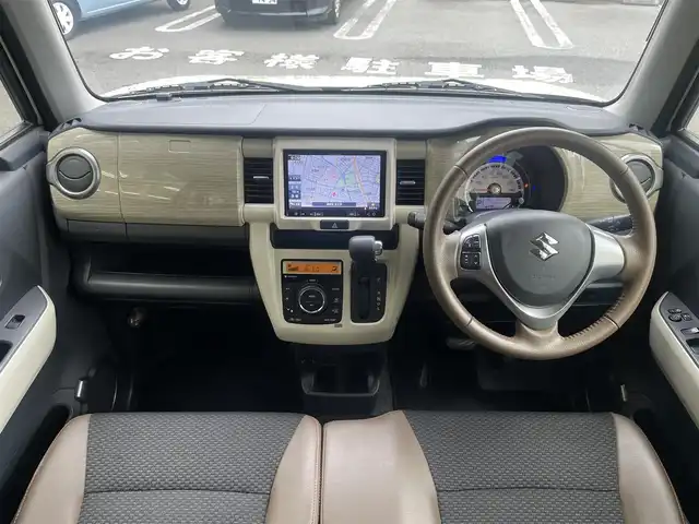 スズキ ハスラー ワンダラー 静岡県 2019(平31)年 6.3万km シフォンアイボリーメタリック/ウッディブラウン2トーンルーフ デュアルカメラブレーキサポート/社外ナビ　/地デジ　/Bカメラ　　/半革シート　/前席シートヒーター　/ナノイー　/ステアリングスイッチ /革巻きステアリング　/オートライト  /フォグランプ　/スペアキー  /保証書/取説