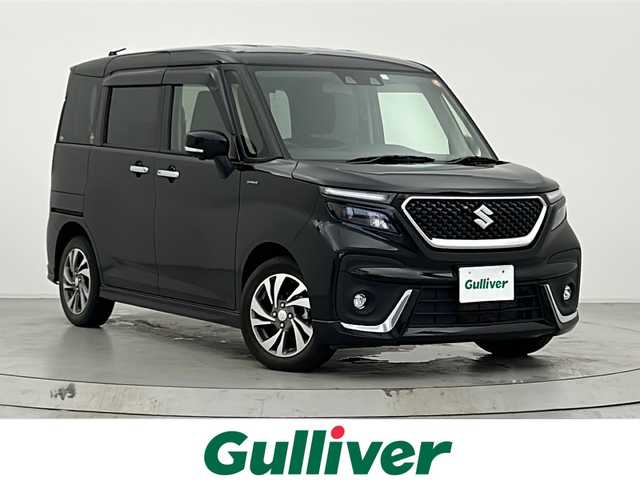 スズキ ソリオ バンディット HV SV 宮城県 2023(令5)年 3.7万km スーパーブラックパール 両側パワースライドドア/純正ナビ/(CD/DVD/フルセグTV/FM/AM/USB/iPod/Bluetooth)/全方位カメラ/バックカメラ/レーダークルーズコントロール/デュアルカメラブレーキサポート/プッシュスタート/スマートキー/スペアキー/オートライト/オートマチックハイビーム/純正フロアマット/純正15インチアルミホイール