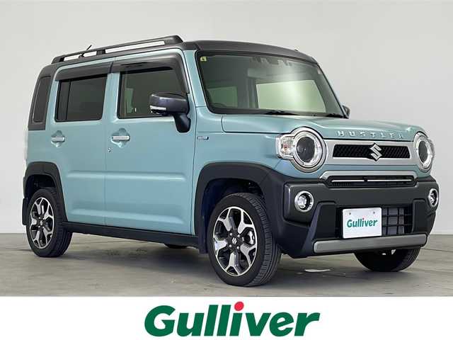 スズキ ハスラー Jスタイル Ⅱ ターボ 鹿児島県 2023(令5)年 2.3万km オフブルーメタリック/ガンメタリック2トーンルーフ 純正９インチナビ/(CD/DVD/Bluetooth/フルセグTV)/全方位カメラ/前席シートヒーター/パドルシフト/ビルトインETC/社外前後ドライブレコーダー/LEDヘッドライト/オートライト/革巻ステアリング/アイドリングストップ/スズキセーフティサポート/・デュアルカメラブレーキ/・誤発進抑制/・車線逸脱防止/・ふらつき警報/・先行車発進お知らせ/・アダプティブクルーズコントロール/・ハイビームアシスト/・標識認識/・後退時ブレーキサポート/・後方誤発進抑制/フロアマット/スマートキー