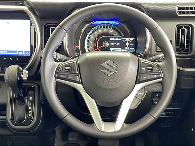 スズキ ハスラー Jスタイル Ⅱ ターボ 鹿児島県 2023(令5)年 2.3万km オフブルーメタリック/ガンメタリック2トーンルーフ 純正９インチナビ/(CD/DVD/Bluetooth/フルセグTV)/全方位カメラ/前席シートヒーター/パドルシフト/ビルトインETC/社外前後ドライブレコーダー/LEDヘッドライト/オートライト/革巻ステアリング/アイドリングストップ/スズキセーフティサポート/・デュアルカメラブレーキ/・誤発進抑制/・車線逸脱防止/・ふらつき警報/・先行車発進お知らせ/・アダプティブクルーズコントロール/・ハイビームアシスト/・標識認識/・後退時ブレーキサポート/・後方誤発進抑制/フロアマット/スマートキー