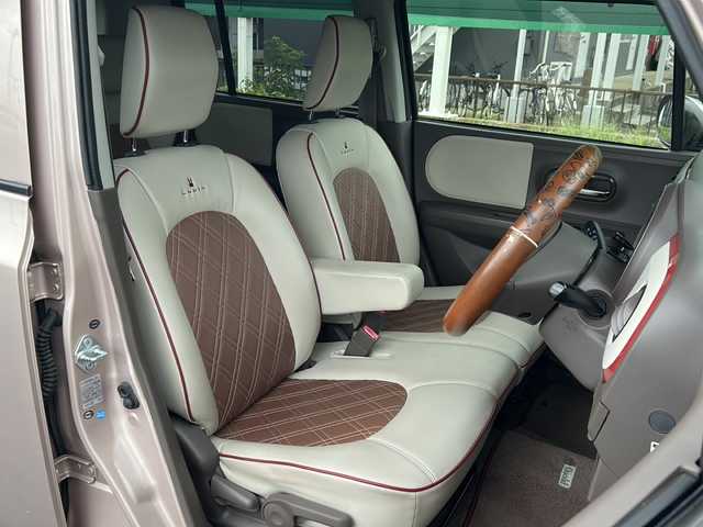 スズキ ラパン ショコラ G 茨城県 2014(平26)年 4.5万km シャンパンピンクPM 社外7インチナビ/Bluetooth/TV/iPod/バックカメラ/ETC/前後ドライブレコーダー/レザーシート/スマートキー/プッシュスタート/盗難防止装置/HIDオートライト/アイドリングストップ/純正アルミホイール/スペアキー