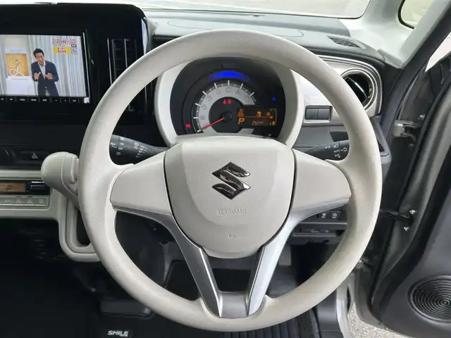 スズキ ワゴンＲ スマイル HYBRID S リミテッド 愛媛県 2024(令6)年 0.3万km モスグレーメタリック 純正8型ナビ(BT/フルセグTV)/バックカメラ/両側電動スライドドア/前後ドライブレコーダー/アイドリングストップ/バックソナー/衝突被害軽減装置/車線逸脱防止装置/LEDヘッドライト/運転席シートヒーター/ドアバイザー/純正フロアマット/電格ミラー/シガーソケット/ISOFIX/純正ホイールキャップ/現状サマー(鉄)(155/65/R14)/DUNLOP ENASAVE EC300＋/禁煙車