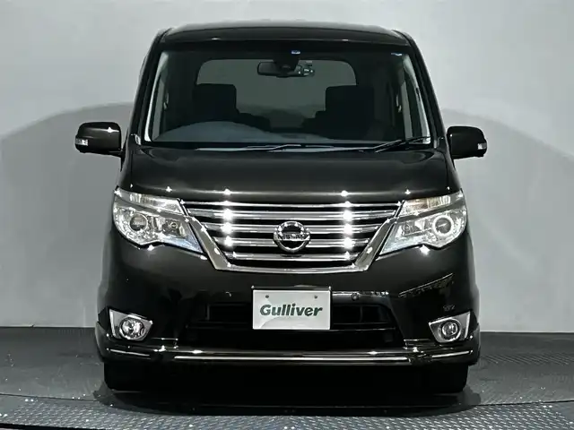 日産 セレナ ハイウェイS S HV Aセーフ 愛媛県 2014(平26)年 13.7万km タイガーアイブラウン エマージェンシーブレーキ　レーンキープアシスト　クルーズコントロール　インテリジェントルームミラー　純正SDナビ　Bluetooth　フルセグ　CD　DVD　アラウンドビューモニター　両側パワースライドドア　プッシュスタート　スマートキー　スペアキー　