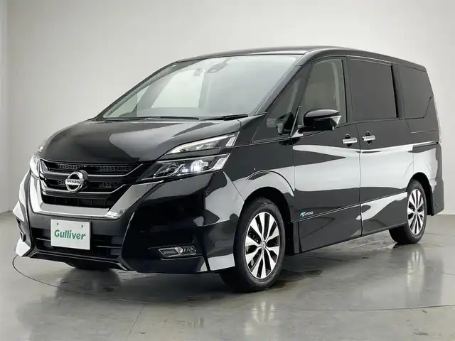 日産 セレナ ハイウェイスター Vセレクション 愛知県 2017(平29)年 8.7万km ダイヤモンドブラック 純正９型ナビ　プロパイロット　純正１１型後席モニター　全方位カメラ　ＨＤＭＩ　ハンズフリーパワスラ　茶ハーフレザー　ＥＴＣ　ミラー型ドラレコ　衝突軽減　追従クルコン　シートヒーター　ＬＥＤオートライト エマージェンシーブレーキ　両側パワスラ　プロパイロットパーキング　後席USB　シートバックテーブル　プッシュスタート　スマートキー