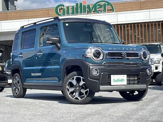 スズキ ハスラー Jスタイル Ⅱ 沖縄県 2024(令6)年 1.1万km デニムブルー ガンメタリック 2トーン 社外ナビ・Bluetooth・CD・DVD/ETC/シートヒーター/純正アルミ/レーンキープアシスト/衝突軽減システム/オートライト/リアパーキングセンサー/LEDヘッドライト/ステアリングスイッチ/電動格納ミラー