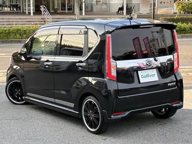ダイハツ ムーヴ カスタム RS ハイパー SAⅡ 京都府 2016(平28)年 4.6万km ブラックマイカメタリック ワンオーナー/ターボ/スマートアシスト2/・衝突回避支援ブレーキ/・衝突警報機能/・先行車発進おしらせ機能/・車線逸脱警報機能/・誤発進抑制制御機能/社外SDナビ/・フルセグTV/・CD/DVD/SD再生/・バックカメラ/社外前後ドラレコ/エコアイドル/革調シートカバー/社外16インチアルミホイール/ダウンサス/純正サス積み込み/リアワイパー積み込み/プッシュスタート/スマートキー×2個/LEDヘッドライト/LEDフォグランプ/電動格納ウインカーミラー/純正フロアマット/純正ドアバイザー/車両保証書/車両取説/ナビ取説