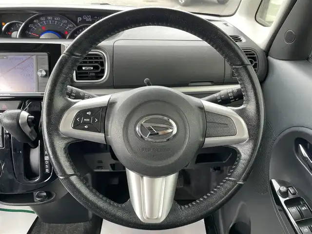 ダイハツ タント カスタム RS スマートセレ SA 道央・札幌 2014(平26)年 11.7万km パールホワイトⅢ ４WD/社外HDDナビ　/CD/DVD/BT/フルセグ/スマートアシスト/衝突被害軽減ブレーキ/横滑り防止装置/バックカメラ/ドライブレコーダー/エコアイドル/両側パワースライドドア/社外レザー調シートカバー/ステアリングリモコン/プッシュスタート/スマートキー/LEDヘッドライト/オートライト/フォグランプ/電動格納ミラー/ウィンカーミラー/純正フロアマット/ドアバイザー