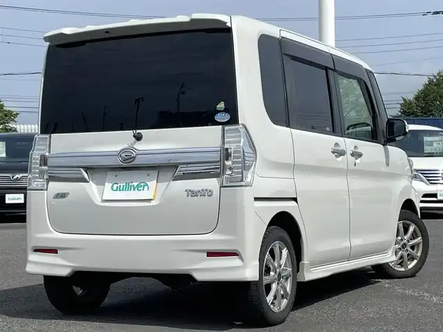 ダイハツ タント カスタム RS スマートセレ SA 道央・札幌 2014(平26)年 11.7万km パールホワイトⅢ ４WD/社外HDDナビ　/CD/DVD/BT/フルセグ/スマートアシスト/衝突被害軽減ブレーキ/横滑り防止装置/バックカメラ/ドライブレコーダー/エコアイドル/両側パワースライドドア/社外レザー調シートカバー/ステアリングリモコン/プッシュスタート/スマートキー/LEDヘッドライト/オートライト/フォグランプ/電動格納ミラー/ウィンカーミラー/純正フロアマット/ドアバイザー