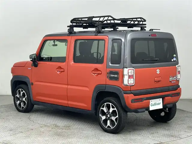 スズキ ハスラー HYBRID X 道央・札幌 2020(令2)年 4.8万km バーミリオンオレンジ/ガンメタリック2トーン ・４WD/・カロッツェリアDA（FH-8500DVS）/　CD/DVD/USB/BT/・バックカメラ/・ビルトインETC/・ドライブレコーダー（フロント+室内）/・デュアルカメラブレーキサポート/・衝突被害軽減ブレーキ/・レーンキープアシスト/・クリアランスソナー/・横滑り防止装置/・アイドリングストップ/・オートマチックハイビーム/・オートライト/・LEDヘッドライト＆フォグ/・ドアミラーウィンカー/・ミラーヒーター/・D+N席シートヒーター/・シートバックテーブル/・純正１５インチAW/・純正ゴムマット/・innoルーフキャリア＆不明ルーフラック/・プッシュスタート/・スマートキー