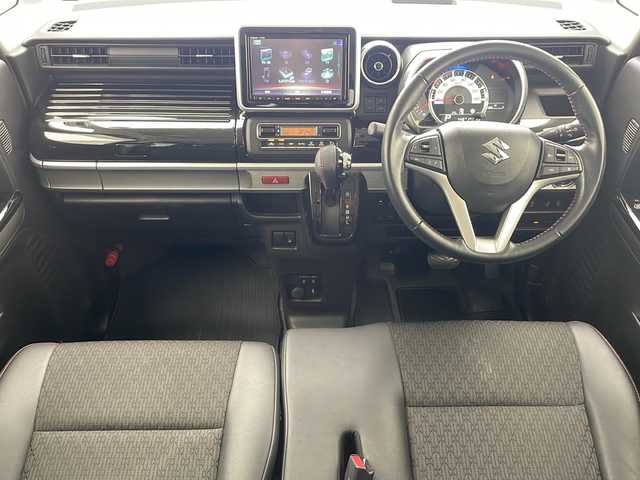 スズキ スペーシア カスタム HYBRID XS 沖縄県 2021(令3)年 4.5万km ブルーイッシュブラックパール3 禁煙車　/純正8インチナビ【CN-RZ866】/（ＡＭ／ＦＭ／ＣＤ／ＤＶＤ／ＢＴ）　/フルセグＴＶ/全方位モニター　/ドライブレコーダー　/ビルトインＥＴＣ　/両側パワースライドドア　/ハーフレザーシート　/シートヒーター　/ＬＥＤヘッドライト　/レーンキープアシスト/衝突軽減装置/盗難防止装置/横滑り防止装置/スマートキー/プッシュスタート/オートエアコン/オートライト