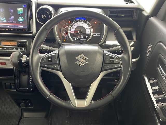 スズキ スペーシア カスタム HYBRID XS 沖縄県 2021(令3)年 4.5万km ブルーイッシュブラックパール3 禁煙車　/純正8インチナビ【CN-RZ866】/（ＡＭ／ＦＭ／ＣＤ／ＤＶＤ／ＢＴ）　/フルセグＴＶ/全方位モニター　/ドライブレコーダー　/ビルトインＥＴＣ　/両側パワースライドドア　/ハーフレザーシート　/シートヒーター　/ＬＥＤヘッドライト　/レーンキープアシスト/衝突軽減装置/盗難防止装置/横滑り防止装置/スマートキー/プッシュスタート/オートエアコン/オートライト