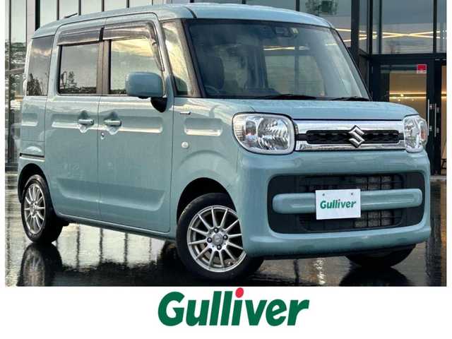スズキ スペーシア HYBRID X 青森県 2018(平30)年 6.7万km オフブルーM 〇FULL4WD〇/安全装備/ 前方/後方誤発進抑制機能/ 低速時ブレーキサポート/ パーキングセンサー(フロント・リヤ)/ 車線逸脱警報/抑制機能/ ふらつき警報機能/ 発進お知らせ機能(先行車・信号切り替わり)/ 標識認識機能(車両進入禁止・一時停止等)/ ハイビームアシスト/快適装備/ シートヒーター/ スマートキー/ 両側パワースライドドア/リヤサーキュレーター付き/ドライブレコーダー 社外 前方のみ DRY-ST5100d/ナビ　ディーラーOP パナソニック CN-RZ83