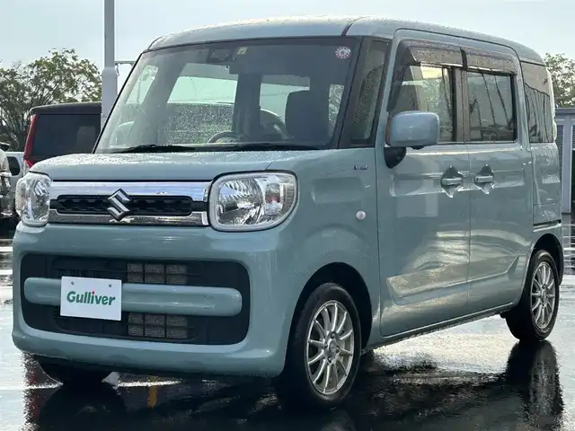 スズキ スペーシア HYBRID X 青森県 2018(平30)年 6.7万km オフブルーM 〇FULL4WD〇/安全装備/ 前方/後方誤発進抑制機能/ 低速時ブレーキサポート/ パーキングセンサー(フロント・リヤ)/ 車線逸脱警報/抑制機能/ ふらつき警報機能/ 発進お知らせ機能(先行車・信号切り替わり)/ 標識認識機能(車両進入禁止・一時停止等)/ ハイビームアシスト/快適装備/ シートヒーター/ スマートキー/ 両側パワースライドドア/リヤサーキュレーター付き/ドライブレコーダー 社外 前方のみ DRY-ST5100d/ナビ　ディーラーOP パナソニック CN-RZ83