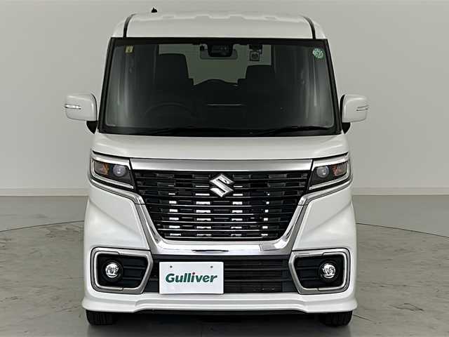 スズキ スペーシア カスタム HYBRID XS ターボ 宮城県 2018(平30)年 6.6万km ピュアホワイトP 禁煙車/デュアルセンサーブレーキサポート/スズキセーフティサポート/・後退時ブレーキサポート/・車線逸脱警報機能/・パーキングソナー/・横滑り防止装置/・ハイビームアシスト/両側パワースライドドア/クルーズコントロール/ストラーダフロティングナビ/CD.DVD.SD.BT.USB/フルセグTV/バックカメラ/ハーフレザーシート/シートヒーターD/パドルシフト/ビルトインETC/ドライブレコーダーF/ステアリングスイッチ/LEDヘッドライト/フォグランプ/アイドリングストップ/プッシュスタート/スマートキー/純正15インチAW/純正フロアマッド
