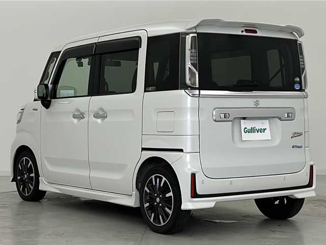 スズキ スペーシア カスタム HYBRID XS ターボ 宮城県 2018(平30)年 6.6万km ピュアホワイトP 禁煙車/デュアルセンサーブレーキサポート/スズキセーフティサポート/・後退時ブレーキサポート/・車線逸脱警報機能/・パーキングソナー/・横滑り防止装置/・ハイビームアシスト/両側パワースライドドア/クルーズコントロール/ストラーダフロティングナビ/CD.DVD.SD.BT.USB/フルセグTV/バックカメラ/ハーフレザーシート/シートヒーターD/パドルシフト/ビルトインETC/ドライブレコーダーF/ステアリングスイッチ/LEDヘッドライト/フォグランプ/アイドリングストップ/プッシュスタート/スマートキー/純正15インチAW/純正フロアマッド