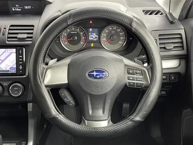 スバル フォレスター 2．0i－S アイサイト 道央・札幌 2014(平26)年 7.1万km クリスタルブラックシリカ ・４WD/・パナソニックナビゲーション/　ＣＤ／ＤＶＤ／フルセグ／ｉＰｏｄ／ＵＳＢ/・ＥＴＣ/・社外前後録画ドライブレコーダー/・バックカメラ/・アイサイト/・レーダークルーズコンロール/・横滑り防止装置/・前後コーナーセンサー/・レーンキープアシスト/・X-MODE/・前席パワーシート/・前席シートヒーター/・パドルシフト/・オートライト/・HIDヘッドライト/・フロントフォグライト/・スマートキー/・プッシュスタート/・エンジンスターター/・スペアキー1本/・純正フロアマット/・社外AW17インチ/・純正AW＋夏タイヤ積込/・ドアバイザー/・保証書あり/・取説あり