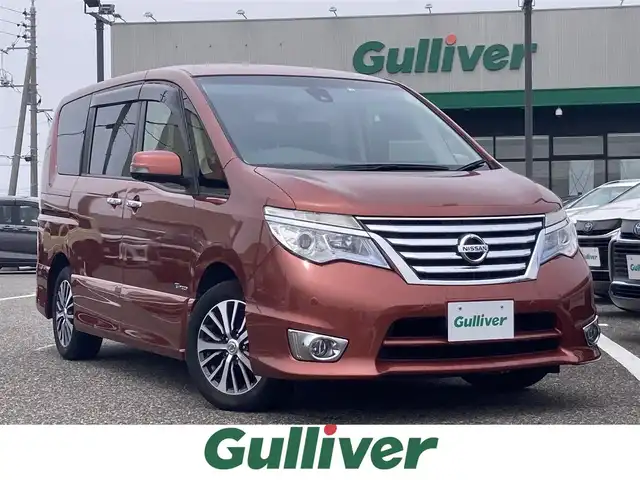 日産 セレナ HWS S HV Vセレ +SeftyⅡ 島根県 2016(平28)年 7.2万km プレミアムディープコーラルM 〇純正ナビ(CD/DVD/BT/フルセグ)/〇両側パワースライドドア/〇バックカメラ/〇アラウンドビューモニター/〇フリップダウンモニター/〇ビルトインETC/〇アイドリングストップ/〇クリアランスソナー/〇エマージェンシーブレーキ/〇車線逸脱警報/〇前後ドライブレコーダー/〇LEDヘッドランプ/〇オートライト/〇フォグランプ/〇純正16インチアルミ/〇革巻きステアリング/〇ステアリングスイッチ/〇オートエアコン/〇インテリジェントキー/〇禁煙車