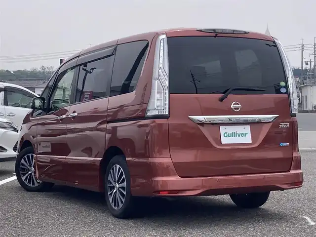 日産 セレナ HWS S HV Vセレ +SeftyⅡ 島根県 2016(平28)年 7.2万km プレミアムディープコーラルM 〇純正ナビ(CD/DVD/BT/フルセグ)/〇両側パワースライドドア/〇バックカメラ/〇アラウンドビューモニター/〇フリップダウンモニター/〇ビルトインETC/〇アイドリングストップ/〇クリアランスソナー/〇エマージェンシーブレーキ/〇車線逸脱警報/〇前後ドライブレコーダー/〇LEDヘッドランプ/〇オートライト/〇フォグランプ/〇純正16インチアルミ/〇革巻きステアリング/〇ステアリングスイッチ/〇オートエアコン/〇インテリジェントキー/〇禁煙車