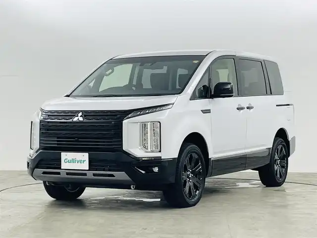 三菱 デリカＤ：５ シャモニー 福島県 2025(令7)年 0.1千km 白Ⅱ 登録済未使用車/衝突軽減ブレーキ/・レーンキープアシスト/・ブラインドスポットモニター/・レーダークルーズコントロール/ALPINE製11インチナビ/・型番：EX11NX/・フルセグTV/BT/CD/DVD/USB/HDMI/・バックカメラ/全方位カメラ/両側パワースライドドア/パワーバックドア/アイドリングストップ/電子パーキング/・オートホールド/革巻きステアリング/・ステアリングリモコン/・ステアリングヒーター/・パドルシフト/ハーフレザーシート/・シートヒーター(運転席/助手席)/・パワーシート(運転席)/プッシュスタート/・スマートキー/・スペアキー/LEDヘッドライト/・オートライト/・フォグライト/・オートマチックハイビーム