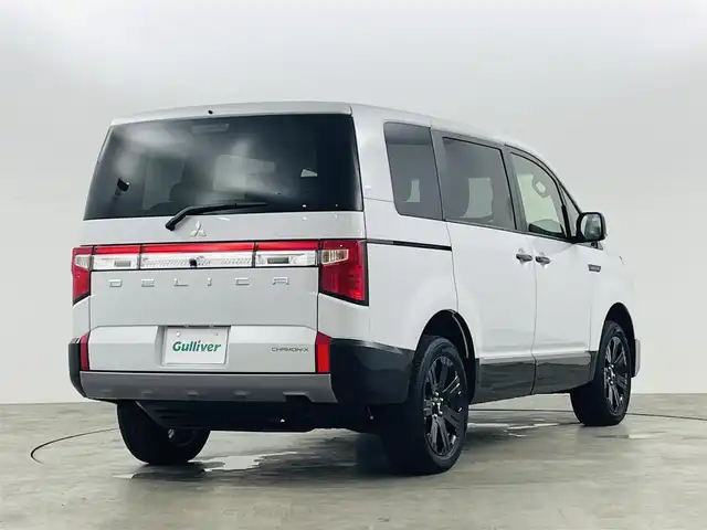 三菱 デリカＤ：５ シャモニー 福島県 2025(令7)年 0.1千km 白Ⅱ 登録済未使用車/衝突軽減ブレーキ/・レーンキープアシスト/・ブラインドスポットモニター/・レーダークルーズコントロール/ALPINE製11インチナビ/・型番：EX11NX/・フルセグTV/BT/CD/DVD/USB/HDMI/・バックカメラ/全方位カメラ/両側パワースライドドア/パワーバックドア/アイドリングストップ/電子パーキング/・オートホールド/革巻きステアリング/・ステアリングリモコン/・ステアリングヒーター/・パドルシフト/ハーフレザーシート/・シートヒーター(運転席/助手席)/・パワーシート(運転席)/プッシュスタート/・スマートキー/・スペアキー/LEDヘッドライト/・オートライト/・フォグライト/・オートマチックハイビーム
