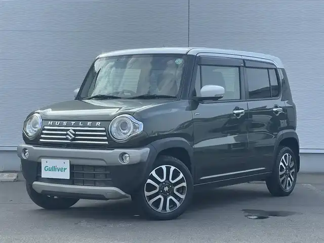 スズキ ハスラー Jスタイル Ⅱ 秋田県 2017(平29)年 5.1万km クールカーキパールメタリック/ホワイト2トーンルーフ ４WD/ターボ/衝突軽減システム/フルセグ/全方位カメラ/純正アルミ/スマートキー/アイドリングストップ/プッシュスタート/レーンキープアシスト/ステアリングスイッチ/前席シートヒーター/ETC/純正フロアマット/純正ドアバイザー/オートライト/オートエアコン/パワーステアリング/パワーウィンドウ/横滑り防止/盗難防止装置/電動格納ウィンカーミラー