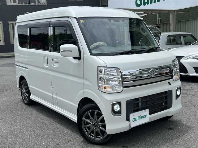 スズキ エブリィ ワゴン PZターボ スペシャル 京都府 2020(令2)年 2.7万km パールホワイト  ターボ車/ 両側パワースライドドア/ レーダーブレーキサポート/ スマートキー２個/ プッシュスタート/ 革調シートカバー/ 社外８インチSDメモリーナビ/・　フルセグ/・　CD/DVD/BTオーディオ/・　バックカメラ/・　SDREC/ ナビ連動前後ドライブレコーダー/ ETC/ ステアリモコン/ リヤソナー/ オートステップ/ 社外14インチアルミホイール/ スタッドレスタイヤ(純正ホイール付き)積み込み/ 純正フロアマット/ ドアバイザー/ HIDヘッドライト/ フォグライト/ 新車時保証書/ 車両取説