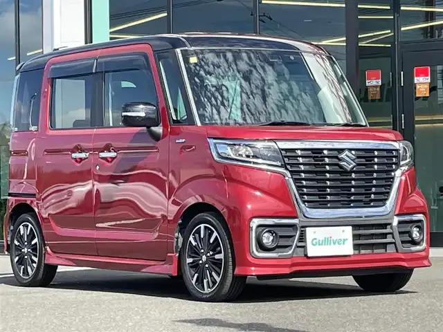 スズキ スペーシア カスタム HYBRID XS ターボ 鹿児島県 2018(平30)年 3.5万km フェニックスレッドパール/ブルーイッシュブラックパール 社外ナビ/（フルセグTV/Bluetooth/CD/DVD）/バックカメラ/両側パワースライドドア/レーダークルーズコントロール/LEDヘッドライト/シートヒーター/純正15インチアルミホイール/アイドリングストップ/スマートキー/ETC