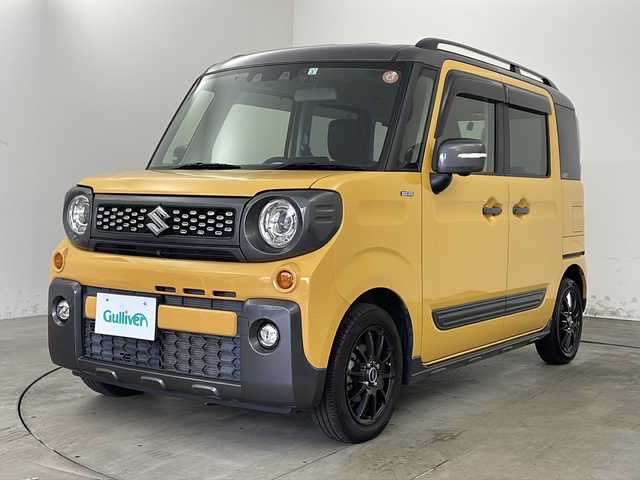 スズキ スペーシア ギア HYBRID XZターボ 兵庫県 2021(令3)年 3.2万km アクティブイエロー/ガンメタリック2トーン ・純正8インチナビ/CD/DVD/BT/SD/TV/・全方位モニター/・ビルトインETC/・ヘッドアップディスプレイ/・スズキセーフティサポート/・デュアルカメラブレーキサポート/・誤発進抑制機能/・車線逸脱警報機能/・ふらつき警報機能/・先行車発進お知らせ機能/・アダプティブクルーズコントロール/・ハイビームアシスト/・LEDヘッドライト/・後退時ブレーキサポート/・後方誤発進抑制機能/・リヤパーキングセンサー/・革巻きステアリング/・パドルシフト/・シートヒーター/・前後ドライブレコーダー/・両側パワースライドドア/・社外アルミホイール/・ルーフレール/・純正フロアマット/・スマートキー/・スペアキー