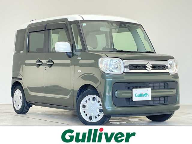 スズキ スペーシア HYBRID X 愛知県 2021(令3)年 3.5万km クールカーキパールメタリック/ホワイト2トーンルーフ 純正10インチディスプレイオーディオナビ（あり）/両側パワースライドドア/シートヒーター/バックカメラ/コーナーセンサー/オートマチックハイビーム/ドライブレコーダー/ETC/衝突被害軽減ブレーキ/Bluetooth/ステアリングスイッチ/スマートキー/プッシュスタート