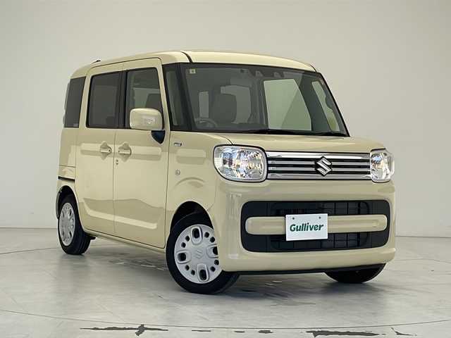 スズキ スペーシア HYBRID X 沖縄県 2023(令5)年 1万km シフォンアイボリーM 社外オーディオ(DPX5300BTHS)　/（ＣＤ　USB　AM　FM）/ワンオーナー/ＥＴＣ/両側パワースライドドア/シートヒーター/スマートキー/プッシュスタート/サーキュレーター/クリアランスソナー/アイドリングストップ/純正フロアマット/電動格納ミラー