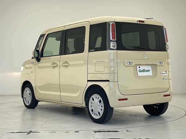 スズキ スペーシア HYBRID X 沖縄県 2023(令5)年 1万km シフォンアイボリーM 社外オーディオ(DPX5300BTHS)　/（ＣＤ　USB　AM　FM）/ワンオーナー/ＥＴＣ/両側パワースライドドア/シートヒーター/スマートキー/プッシュスタート/サーキュレーター/クリアランスソナー/アイドリングストップ/純正フロアマット/電動格納ミラー