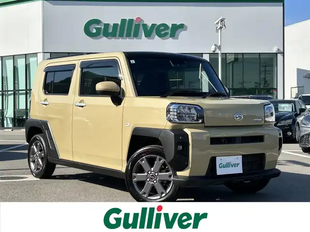 ダイハツ タフト G ターボ 愛媛県 2021(令3)年 7.8万km サンドベージュメタリック 禁煙車/登録時走行距離:77339km/純正ナビ/フルセグTV/バックカメラ/ビルトインETC/ドライブレコーダー/アダプティプクルーズコントロール/ecoIDOL/スマートアシスト/SRSエアバッグ/IC付ターボ/LEDヘッドランプ/LEDフロントフォグランプ/革巻きステアリングホイール/シートヒーター/シートアンダートレイ/純正15インチアルミホイール/スカイフィールトップ/無塗装ルーフレール/ウェルカムドアロック解除付キーフリーシステム
