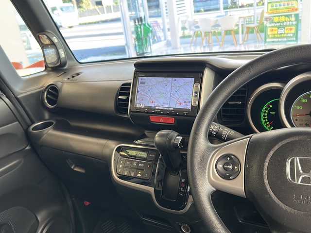 ホンダ Ｎ ＢＯＸ ＋ G SSパッケージ 岐阜県 2013(平25)年 10.5万km クリスタルブラックパール 純正ナビゲーション/バックモニター/Bluetooth/テレビ/両側電動スライドドア/ETC/アイドリングストップ/プッシュスタート/スマートキー/スペアキー/アイドリングストップ/HIDヘッドライト/オートエアコン/運転席ハイトアジャスター