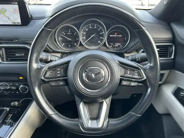 マツダ ＣＸ－８ XD Lパッケージ 栃木県 2018(平30)年 11.4万km マシーングレープレミアムM SBS/SCBS/車間認知支援システム/BSMシステム/レーンキープアシストシステム/交通標識認識機能/ドライバーアテンションアラート/純正SDナビ/・フルセグTV/・CD/DVD/BT/・USB/AUX/SD/・FM.AM/バックカメラ/サイドカメラ/パワーバックドア/マツダレーダークルーズコントロール/パーキングセンサー/シートヒーター（前席/Sシート）/ステアリングヒーター/革巻きステアリング/ステアリングスイッチ/社外ウーファー/白レザーシート/D/N席パワーシート/電子パーキングブレーキ/オートホールド/スマートキー/プッシュスタート/LEDヘッドライト/フォグランプ（F/R)/オートライト/オートハイビーム/社外17インチAW/純正フロアマット/横滑り防止システム/電動格納ウィンカーミラー