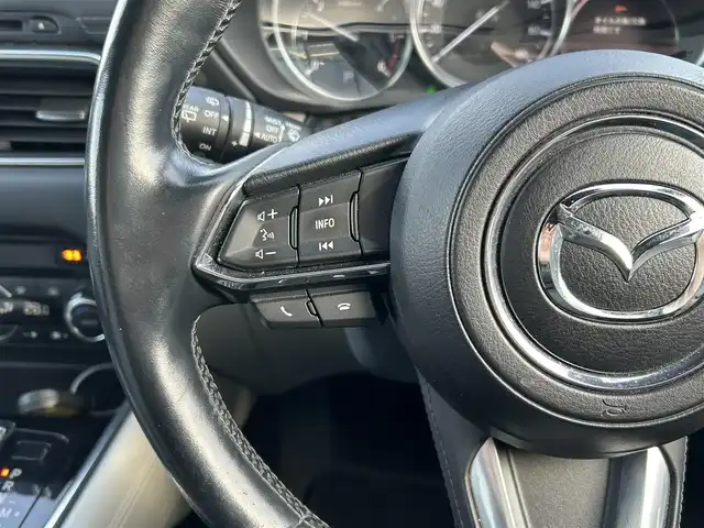 マツダ ＣＸ－８ XD Lパッケージ 栃木県 2018(平30)年 11.4万km マシーングレープレミアムM SBS/SCBS/車間認知支援システム/BSMシステム/レーンキープアシストシステム/交通標識認識機能/ドライバーアテンションアラート/純正SDナビ/・フルセグTV/・CD/DVD/BT/・USB/AUX/SD/・FM.AM/バックカメラ/サイドカメラ/パワーバックドア/マツダレーダークルーズコントロール/パーキングセンサー/シートヒーター（前席/Sシート）/ステアリングヒーター/革巻きステアリング/ステアリングスイッチ/社外ウーファー/白レザーシート/D/N席パワーシート/電子パーキングブレーキ/オートホールド/スマートキー/プッシュスタート/LEDヘッドライト/フォグランプ（F/R)/オートライト/オートハイビーム/社外17インチAW/純正フロアマット/横滑り防止システム/電動格納ウィンカーミラー