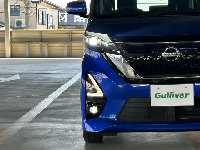 日産 ルークス HWS Gターボ プロパイロットED 静岡県 2021(令3)年 3.2万km アトランティックブルー 純正9型SDナビ/→【CD/DVD再生/フルセグTV/BT】/全周囲カメラ/ドライブレコーダー/ETC/プロパイロット/両側パワースライドドア/ハンズフリースライドドア/サーキュレーター/電動格納ミラー/ISOFIX/リアサンシェード/革巻きステアリング/ステアリングリモコン/純正LEDヘッドライト/LEDフォグランプ/オートライト/オートハイビーム/プッシュスタート/スマートキー