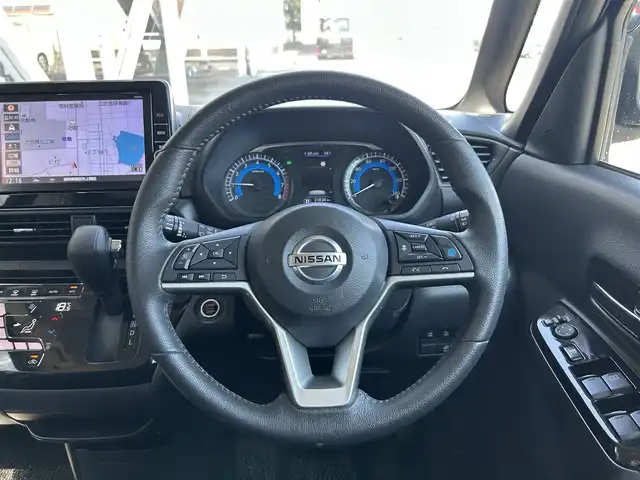 日産 ルークス HWS Gターボ プロパイロットED 静岡県 2021(令3)年 3.2万km アトランティックブルー 純正9型SDナビ/→【CD/DVD再生/フルセグTV/BT】/全周囲カメラ/ドライブレコーダー/ETC/プロパイロット/両側パワースライドドア/ハンズフリースライドドア/サーキュレーター/電動格納ミラー/ISOFIX/リアサンシェード/革巻きステアリング/ステアリングリモコン/純正LEDヘッドライト/LEDフォグランプ/オートライト/オートハイビーム/プッシュスタート/スマートキー